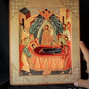 Икона "Успение Богородицы" дерево, ручная работа — необычный подарок — фотография 1