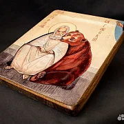 Икона деревянная "Пр. Серафим Саровский с медведем — необычный подарок — фотография 3
