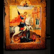 Икона "Георгий Победоносец поражает змия" — красивый подарок — фотография 1
