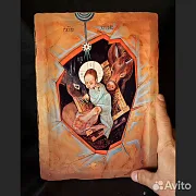 Икона деревянная "Рождество Христово" — оригинальный подарок — фотография 1