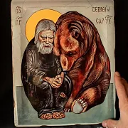 Икона " Серафим Саровский" 36*30 см — оригинальный подарок — фотография 1