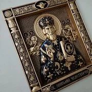На память: Резная Икона из дерева. Святой Николай Чудотворец — фотография 5