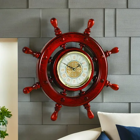 Деревянные часы-штурвал, 8 ручек, диаметр 600 мм — необычный подарок