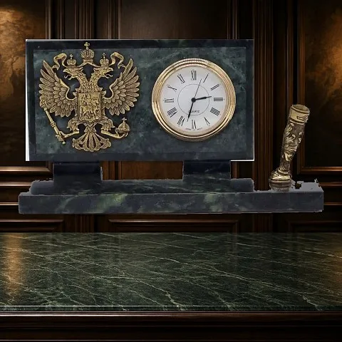 Настольные часы «Российский герб» из бронзы — необычный подарок