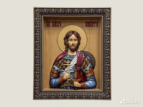 Икона резная из дерева Святой Никита — необычный подарок