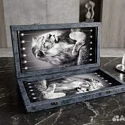 Подарочные нарды под стеклом «Царь зверей» — фотография 4