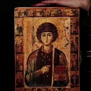 Икона "Святой Пантелеймон-целитель" дерево — необычный подарок — фотография 1