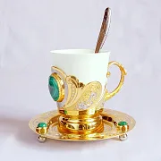 Кофейная пара из фарфора "Дуэт". Златоуст — оригинальный подарок — фотография 2